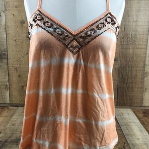 Express Orange White Camisole Beading Sequins BH37